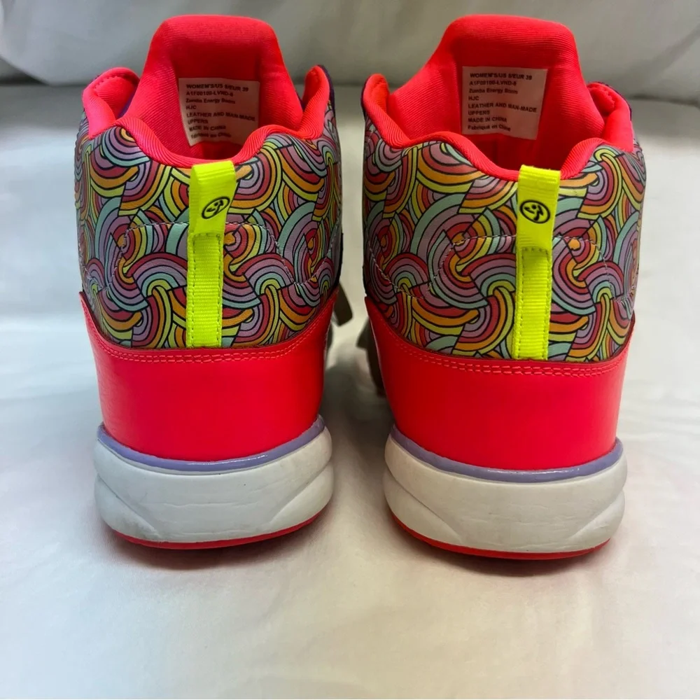 ZUMBA colorful neon rainbow hightop tennis shoes. - Picture 5 of 10